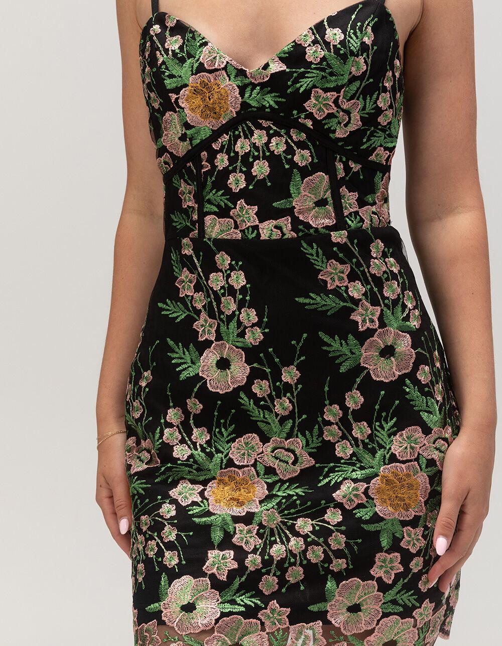 LULUS Embroidered Womens Dress - BLACK COMBO Product Image