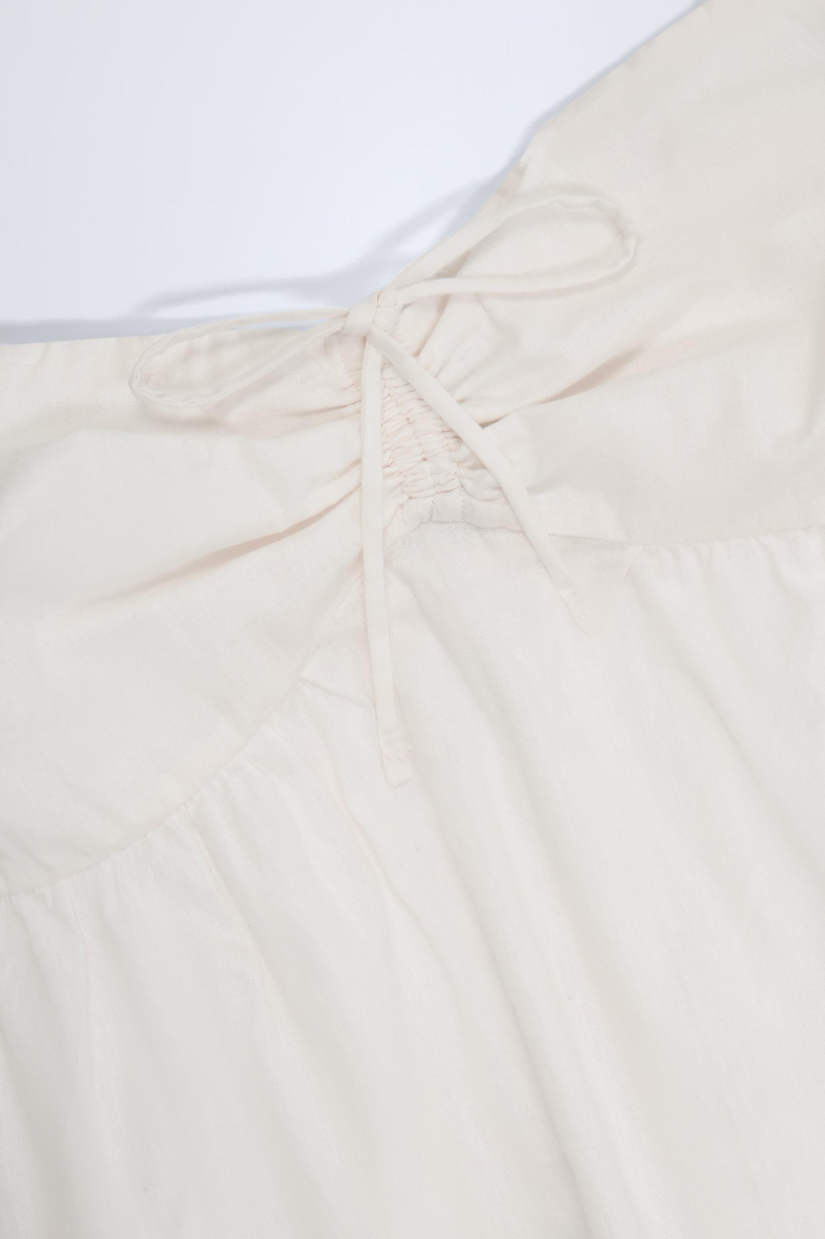 Tie-Front Strapless Cotton-Poplin Crop Top in White Product Image