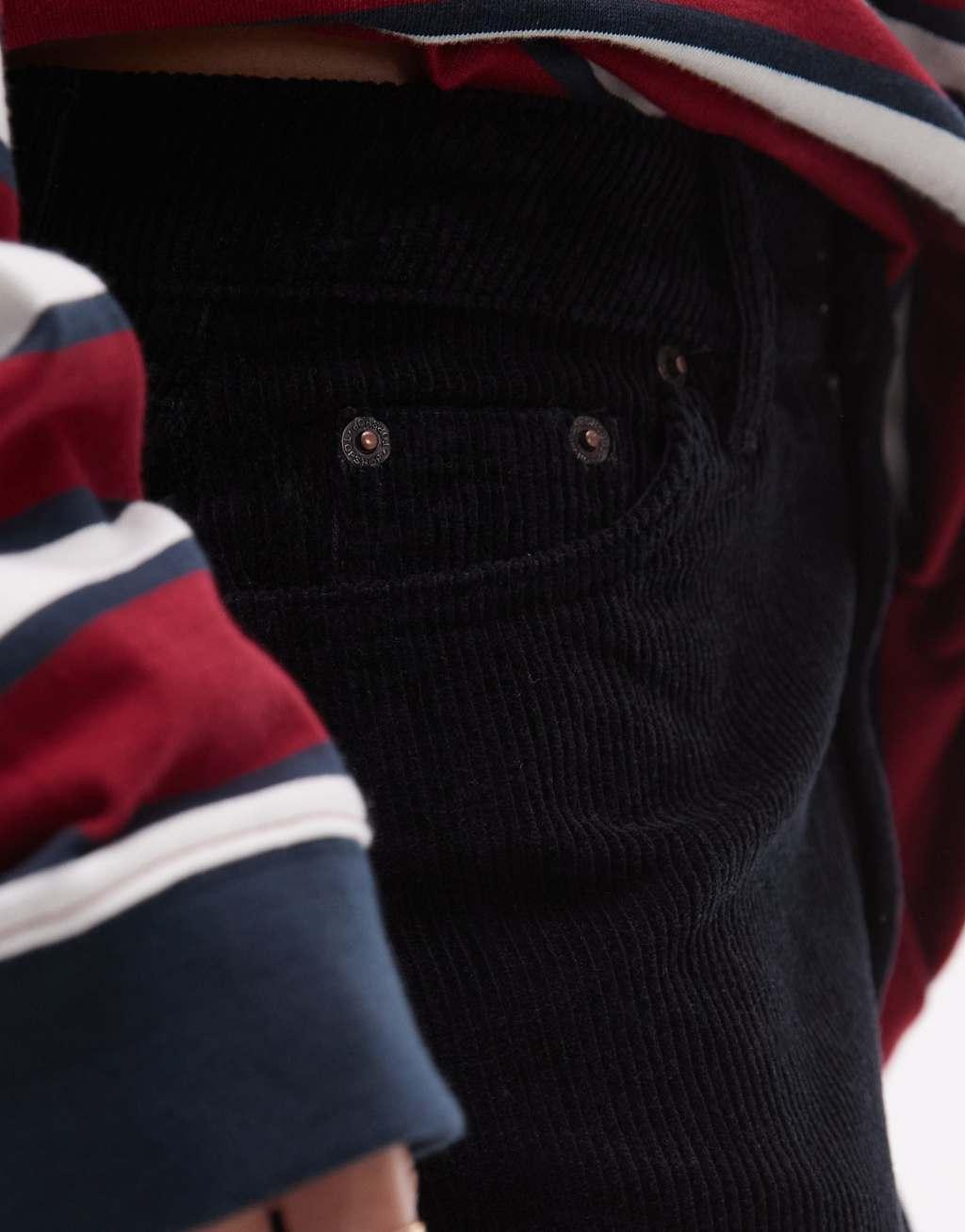 Topshop denim mini pelmet skirt in black cord Product Image