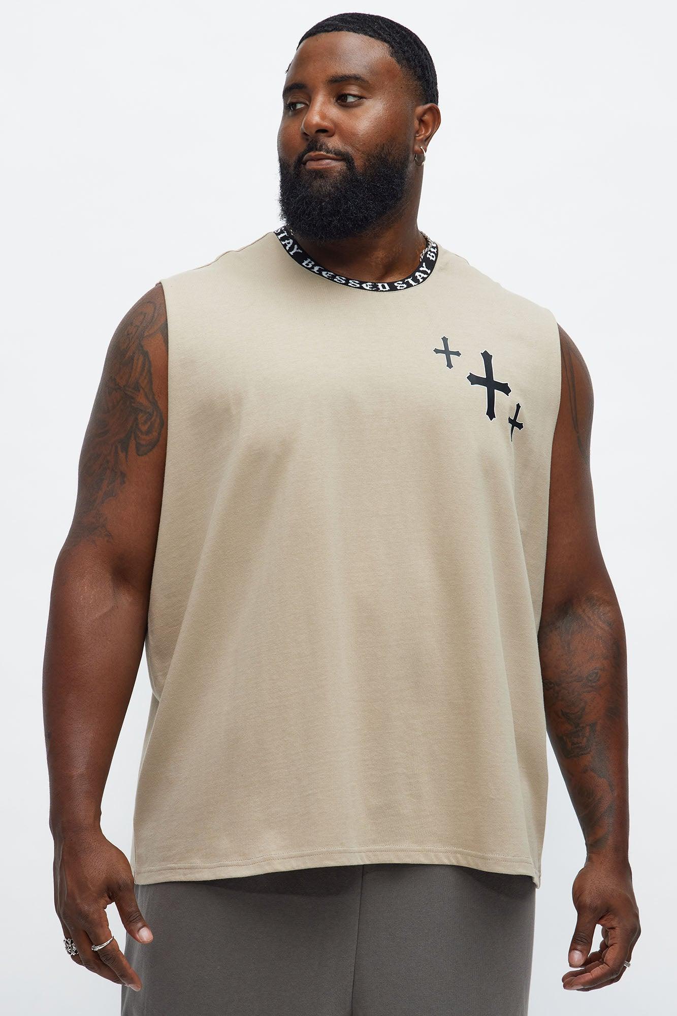 Muscle Stay Blessed Tank - Stone Male Product Image