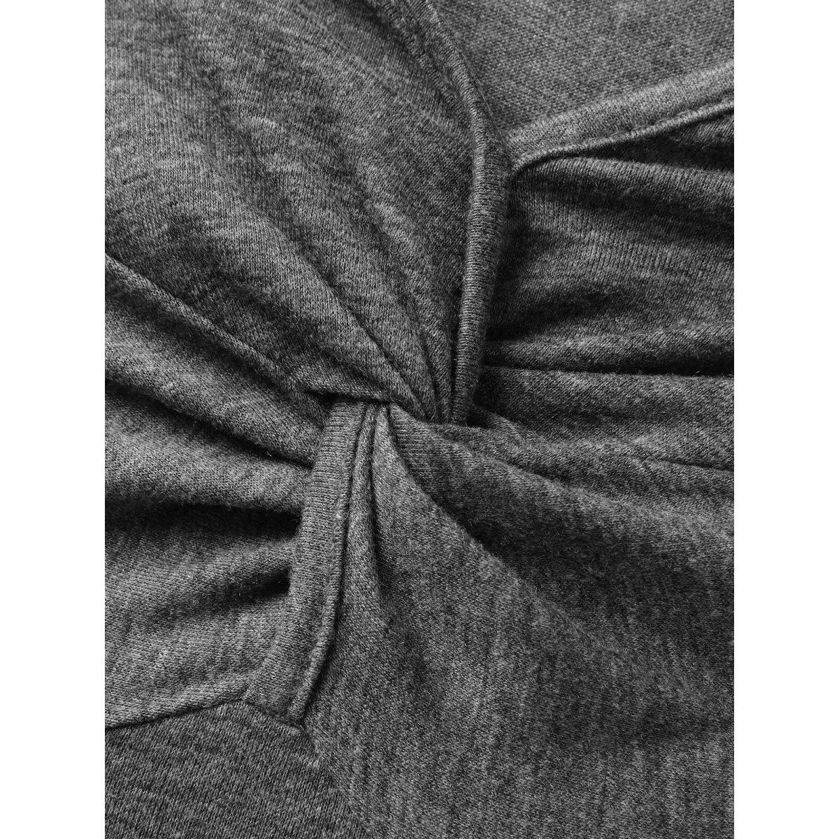 Plus Size Supersoft Knotted Bodice Flared Sleeve Midi Dress DimGray Women Leisure Twist V-neck Short sleeve Curvy BloomChic 14-16/1X Product Image