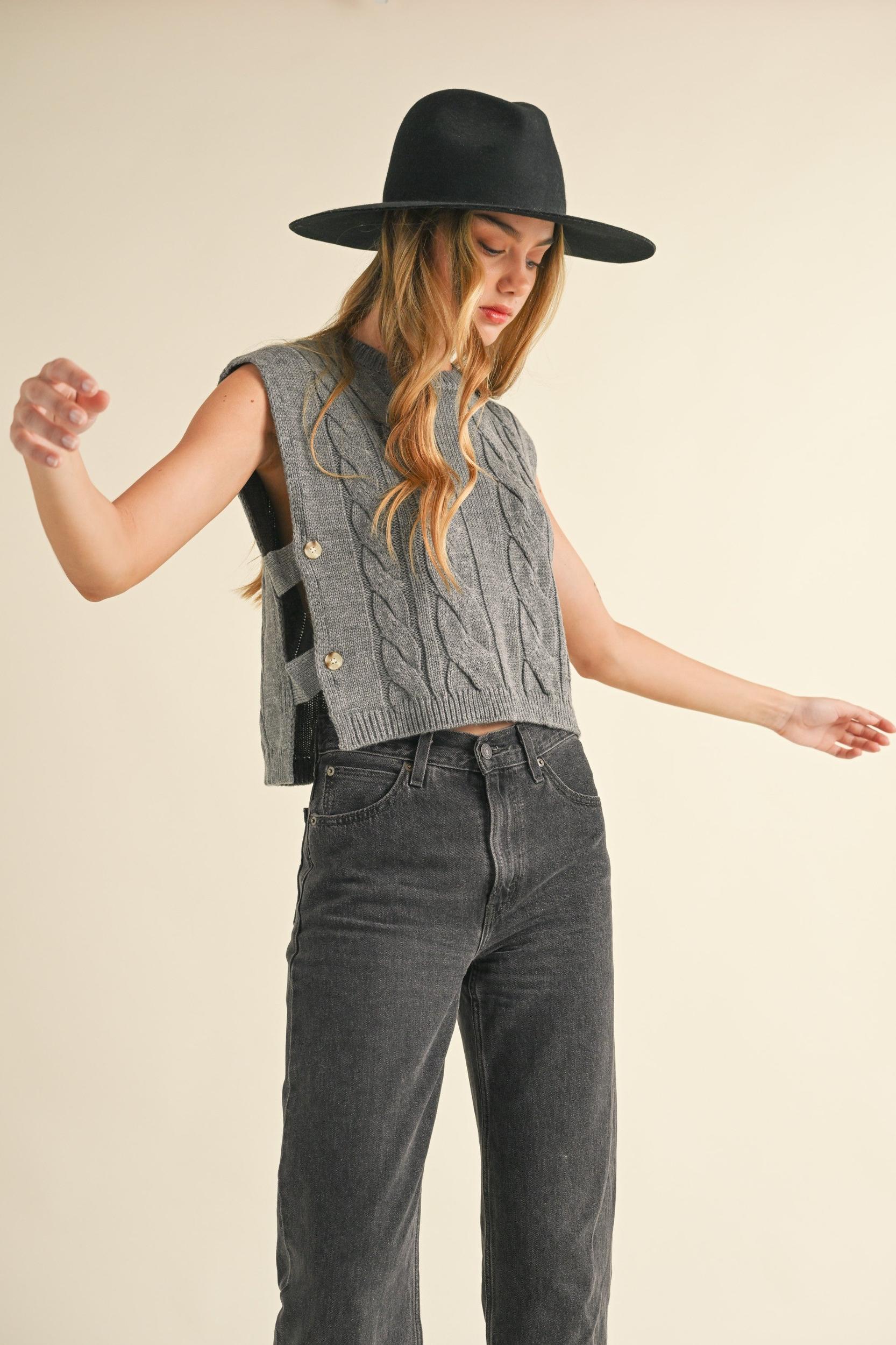 Cable Knit Open Side Vest Product Image