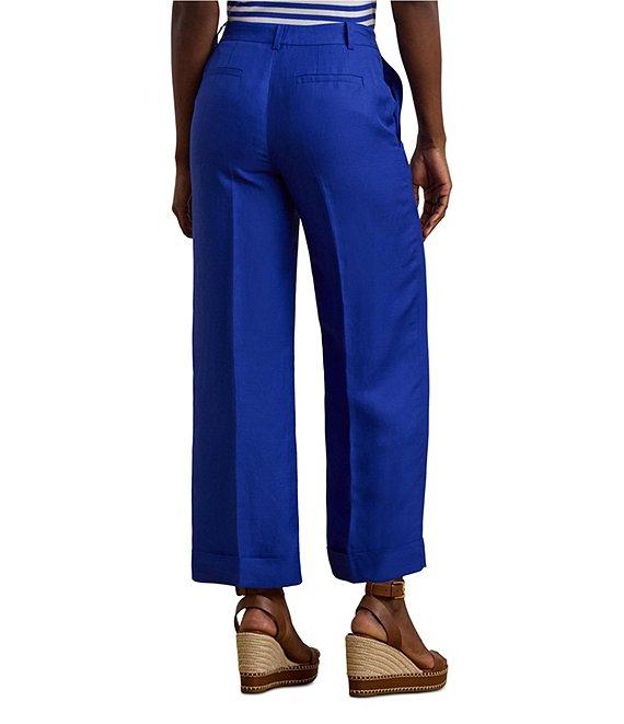 Lauren Ralph Lauren Linen Blend Twill High Rise Wide Leg Cropped Pants Product Image