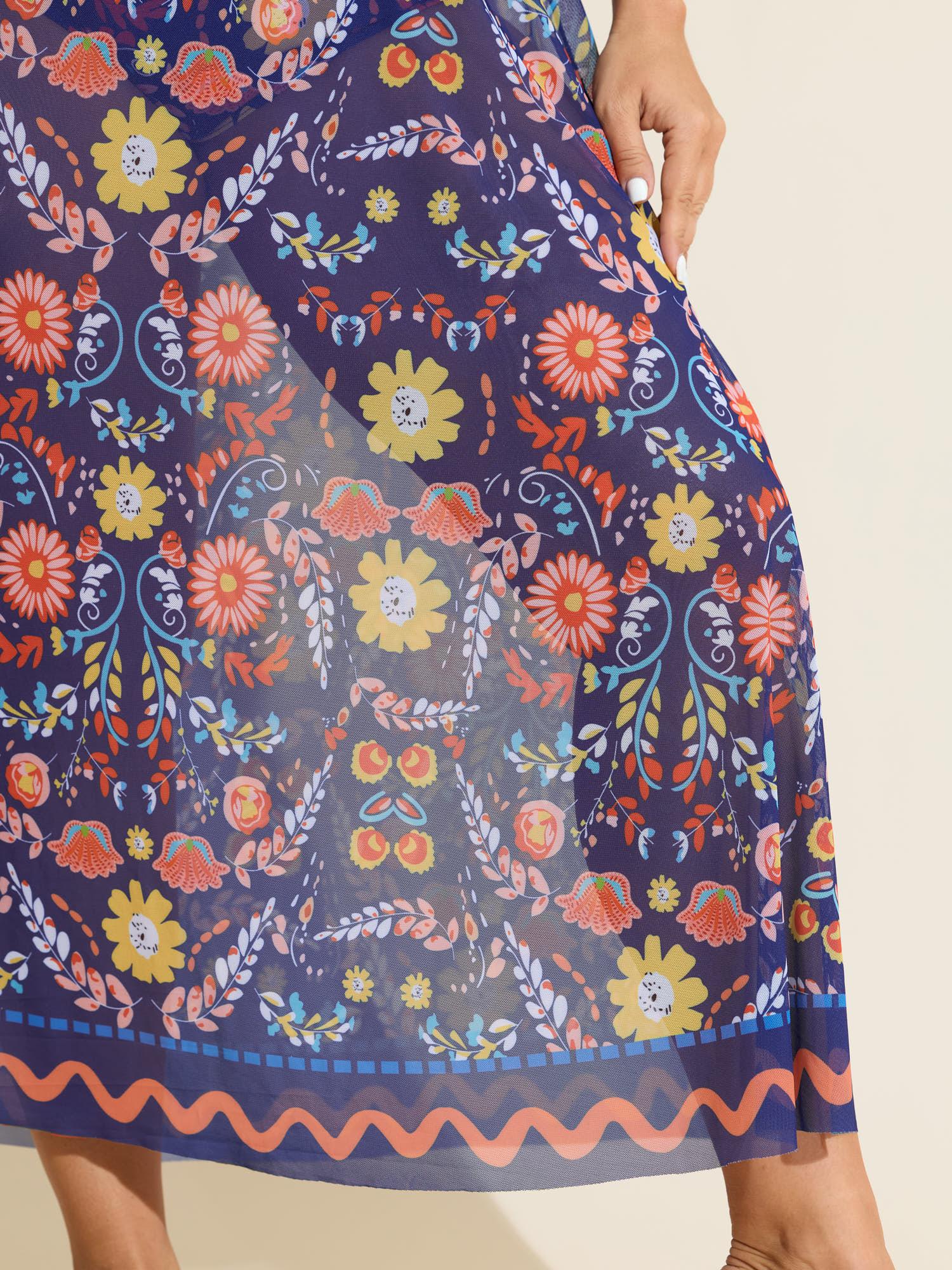 Sarong Two-Piece Tummy-Control One-Piece Swimsuit Female Product Image