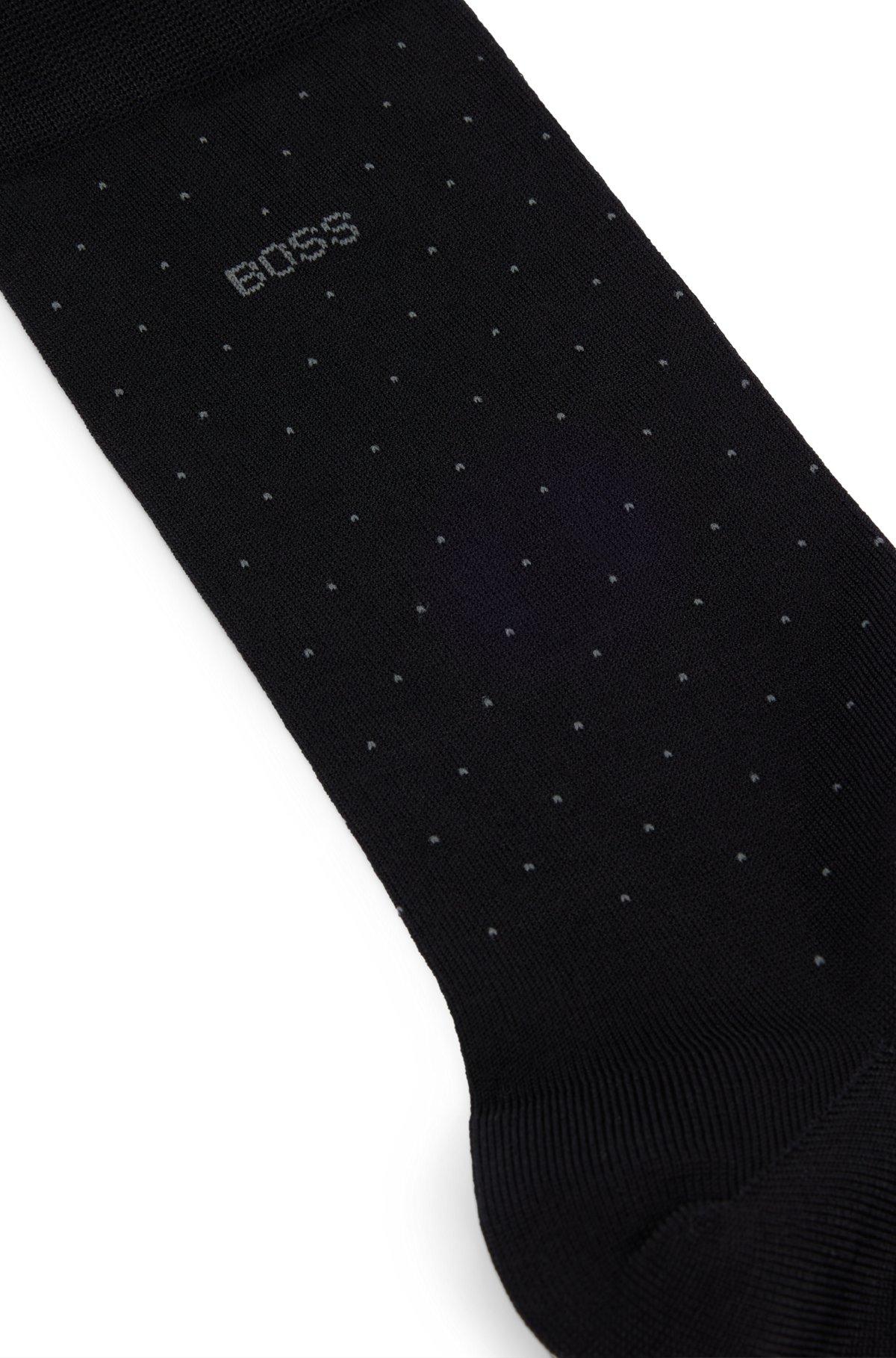 BOSS - Regular-length socks in a mercerized-cotton blend  - Black Product Image