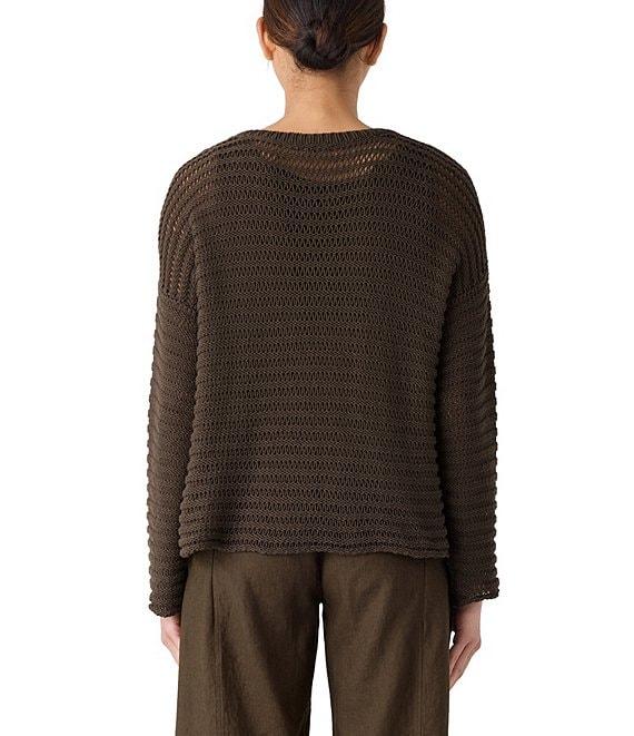 Eileen Fisher Organic Cotton Knit Crew Neck Long Sleeve Sweater Product Image