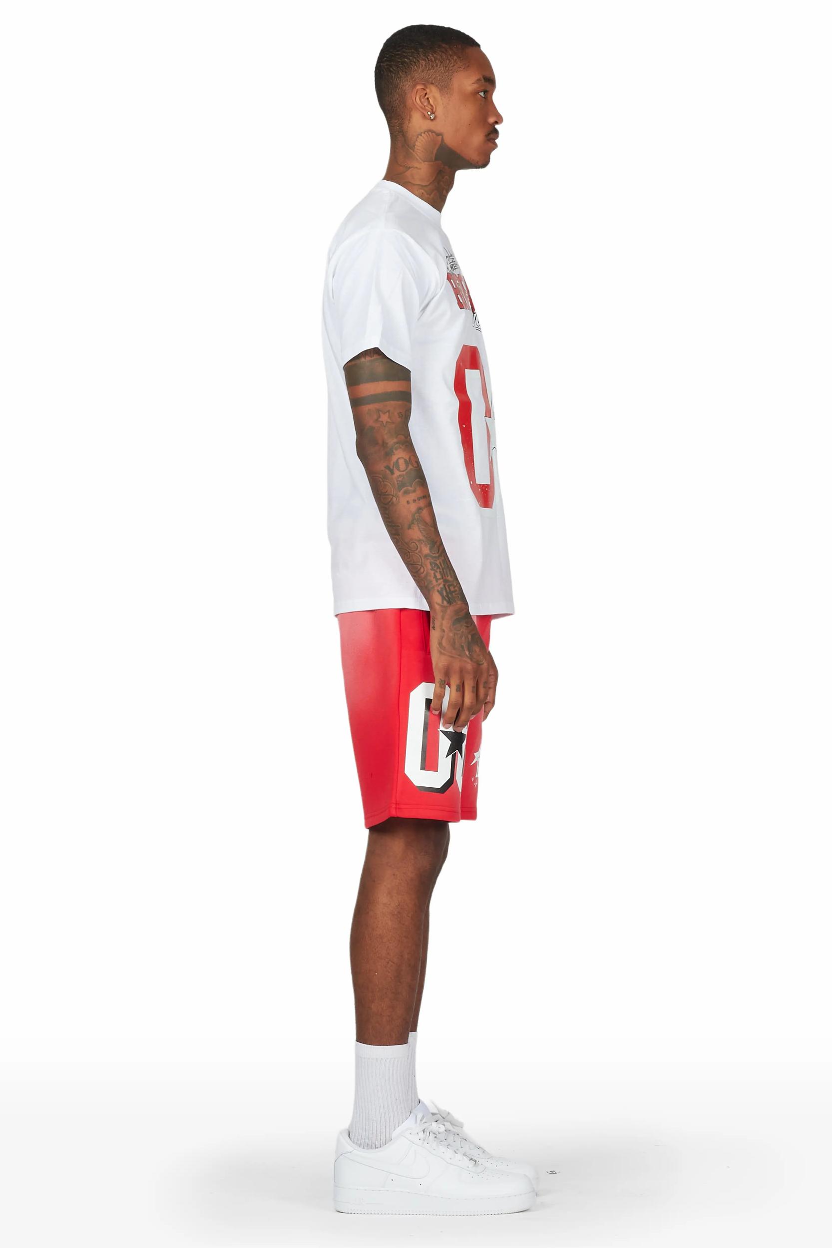 Allstar White/Red T-Shirt Short Set Male Product Image