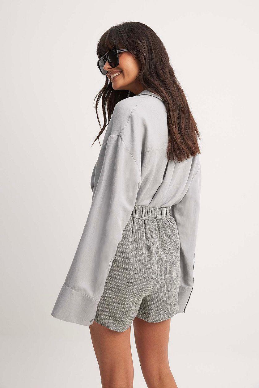 Elastic Waist Linen Blend Shorts Product Image