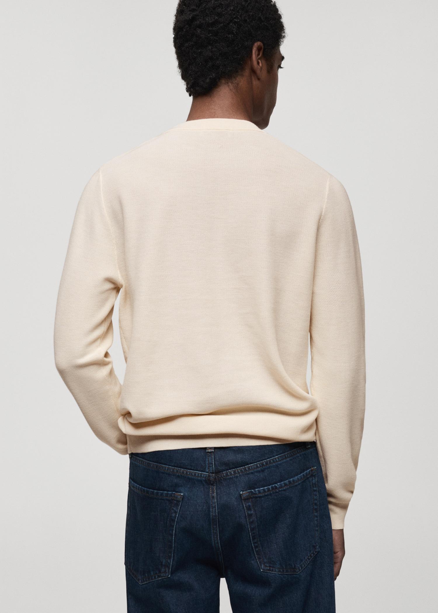 Microstructured cotton knitted sweater - Men | MANGO USA Product Image