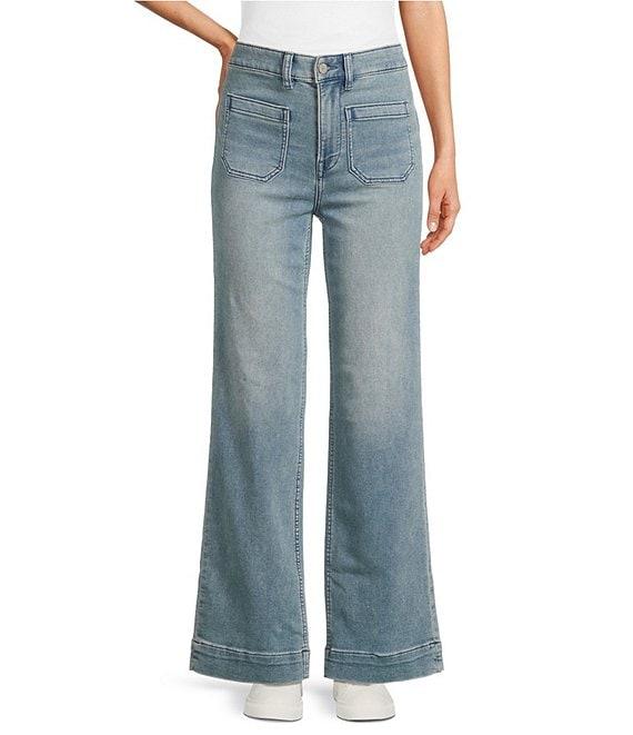 Faherty Stretch Terry High Rise Wide Leg Front Patch Pocket Jeans Product Image