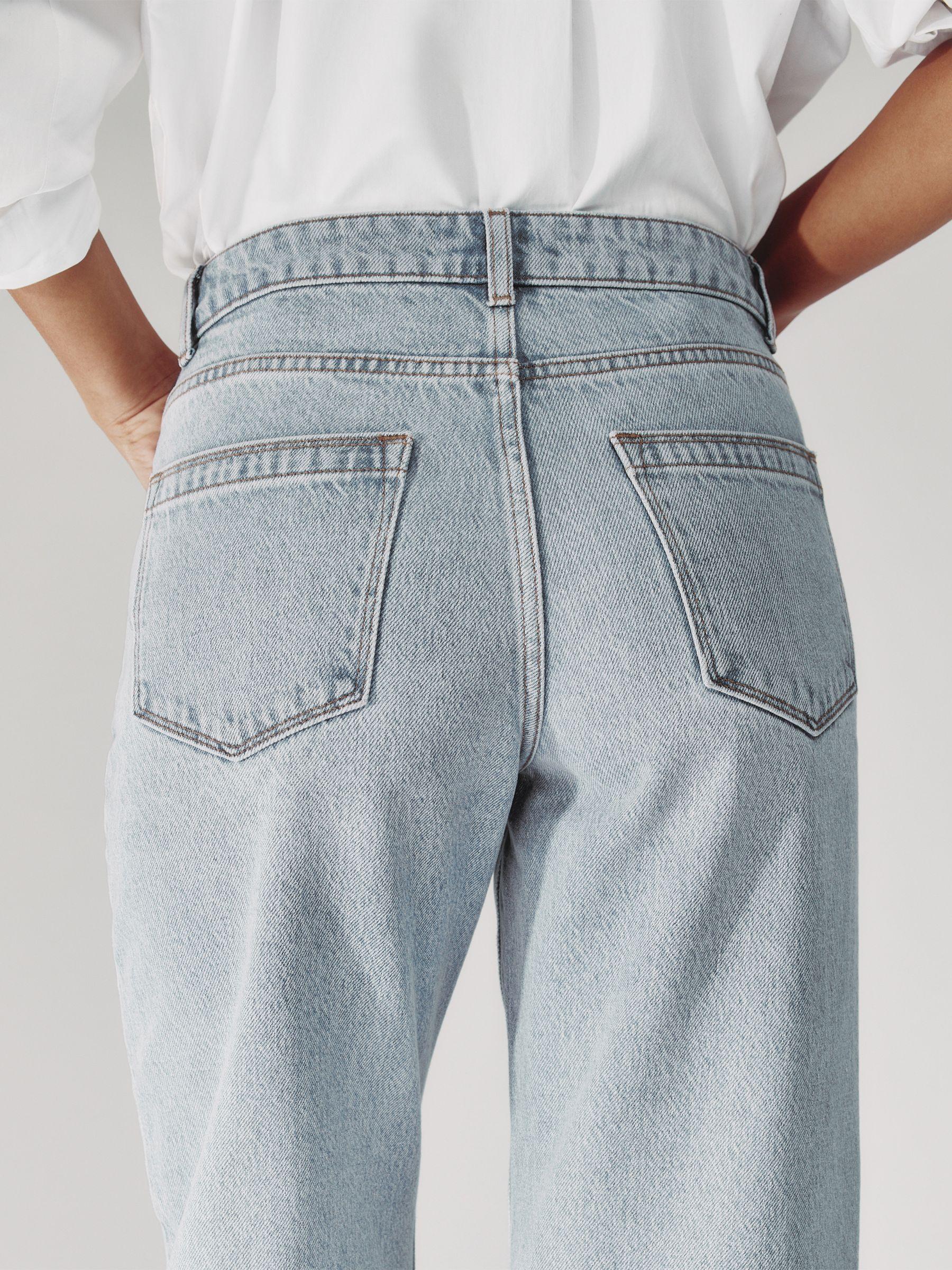 Button-Detail High-Rise Flared Jeans in Mid Blue Product Image