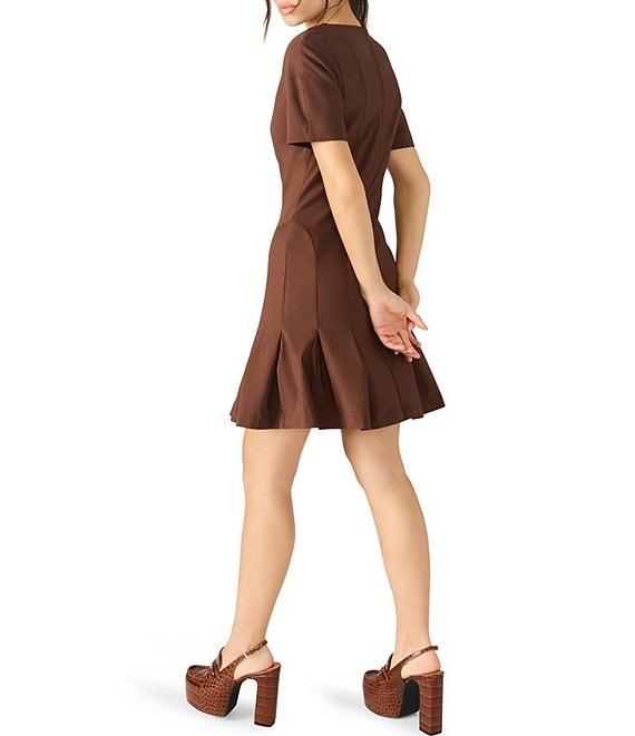 Steve Madden Marie V-Neck Box Pleated Fit and Flare Mini Dress Product Image
