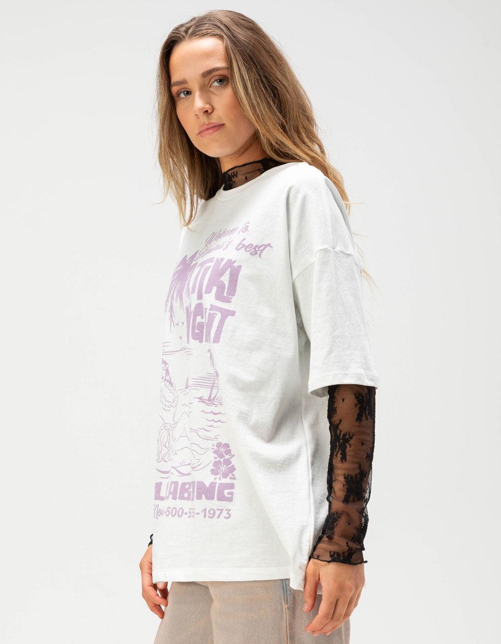 FULL TILT Womens Lace Long Sleeve Tee - BLACK Product Image