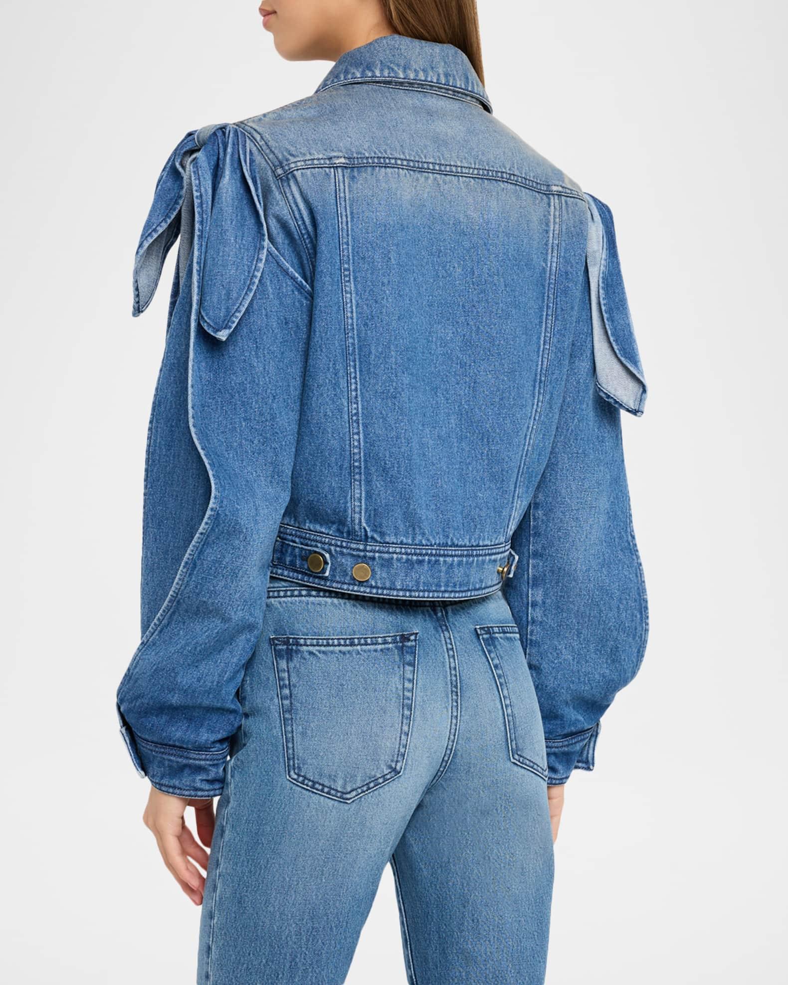Briella Tie Slit-Sleeve Denim Jacket Product Image