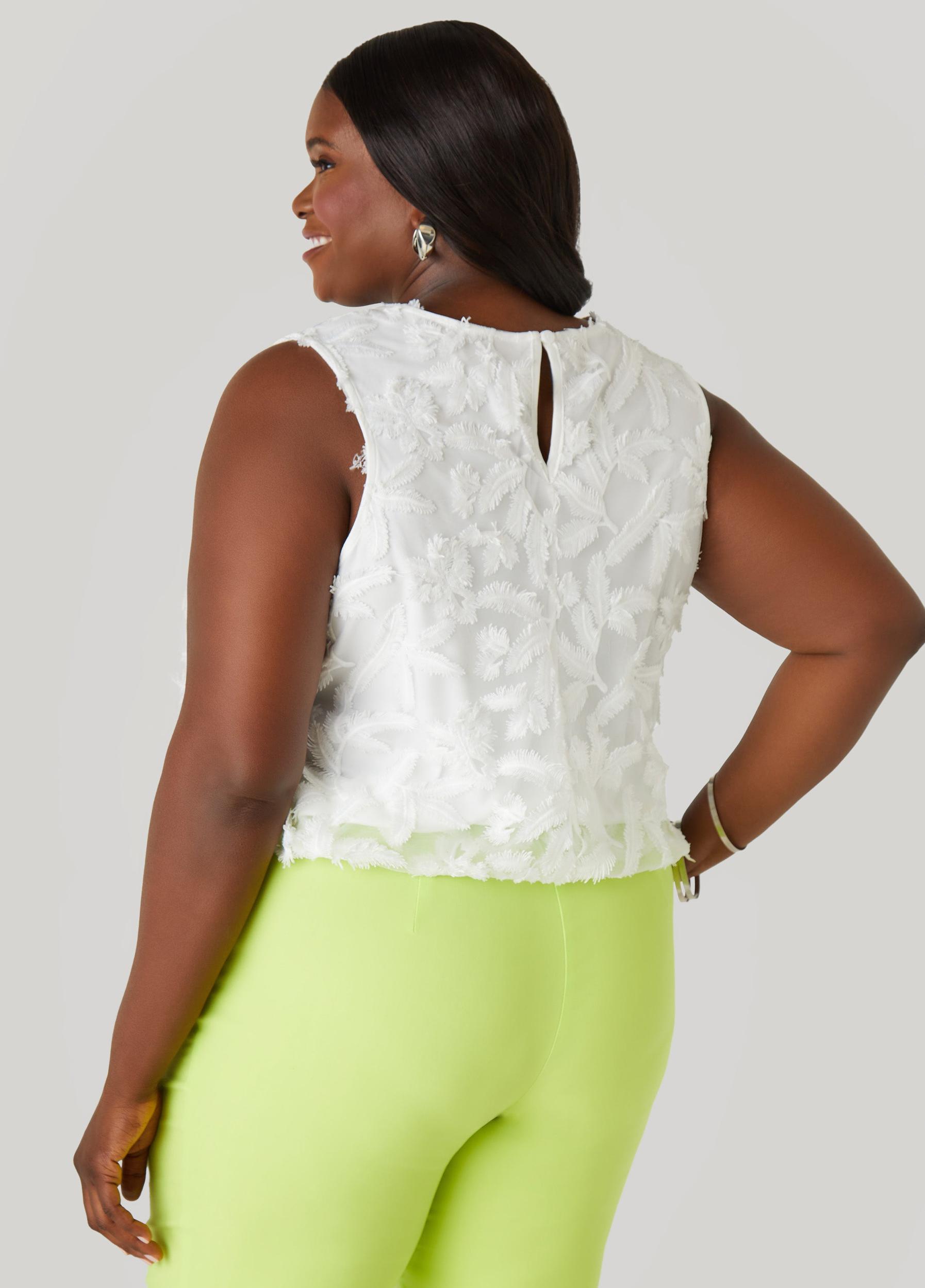 Plus Size Embroidered Mesh Bubble Top Ashley Stewart Product Image