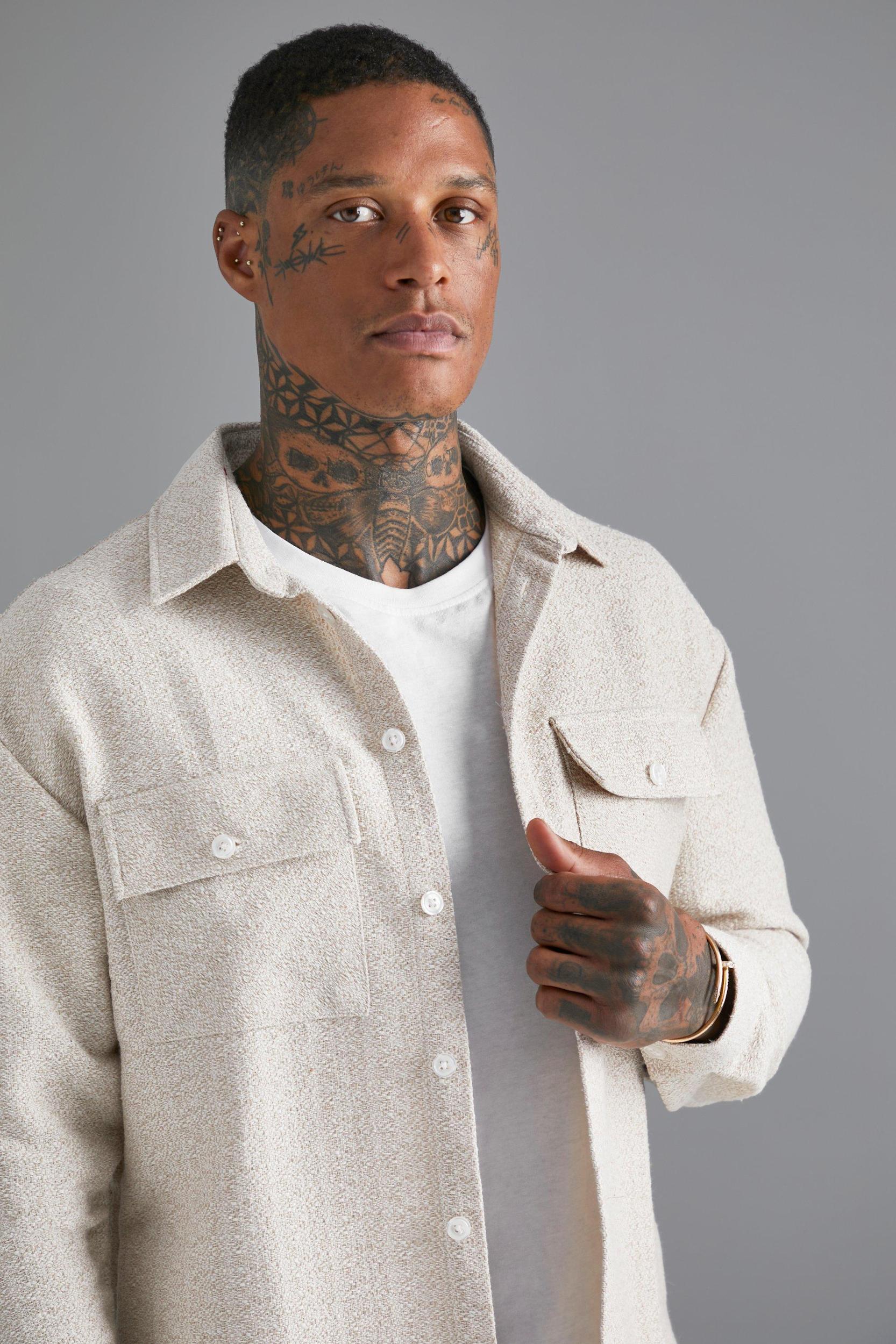 Boucle Heavyweight Shirt Jacket | boohooMAN USA Product Image