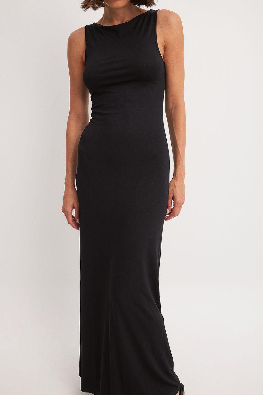 Soft Line Boat Neck Sleeveless Maxi Dress Product Image