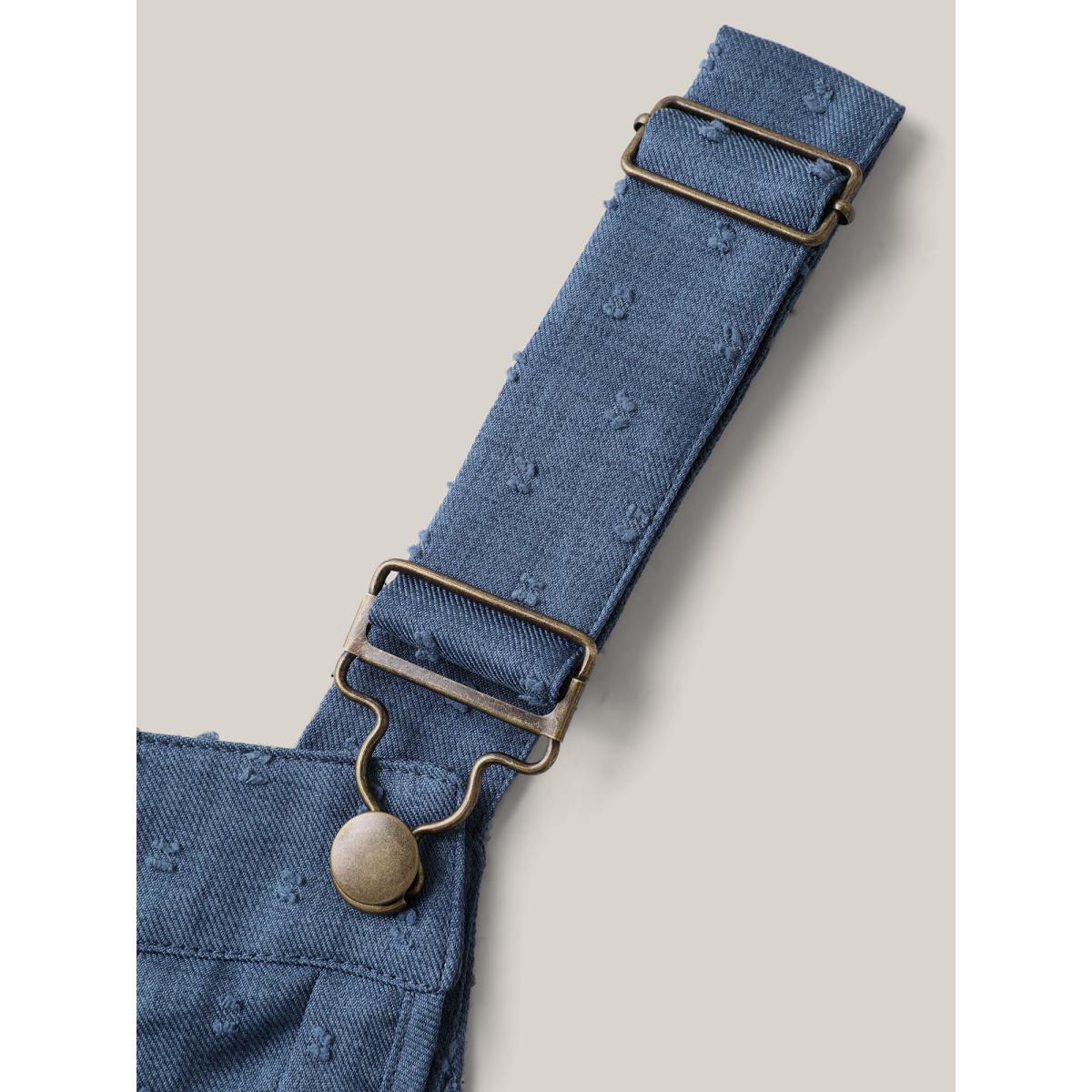 Plus Size Mediumblue Textured Plicated Detail Overall Straps Jumpsuit Women Leisure Sleeveless Square Neck Casual Loose Jumpsuits BloomChic 26/4X Product Image