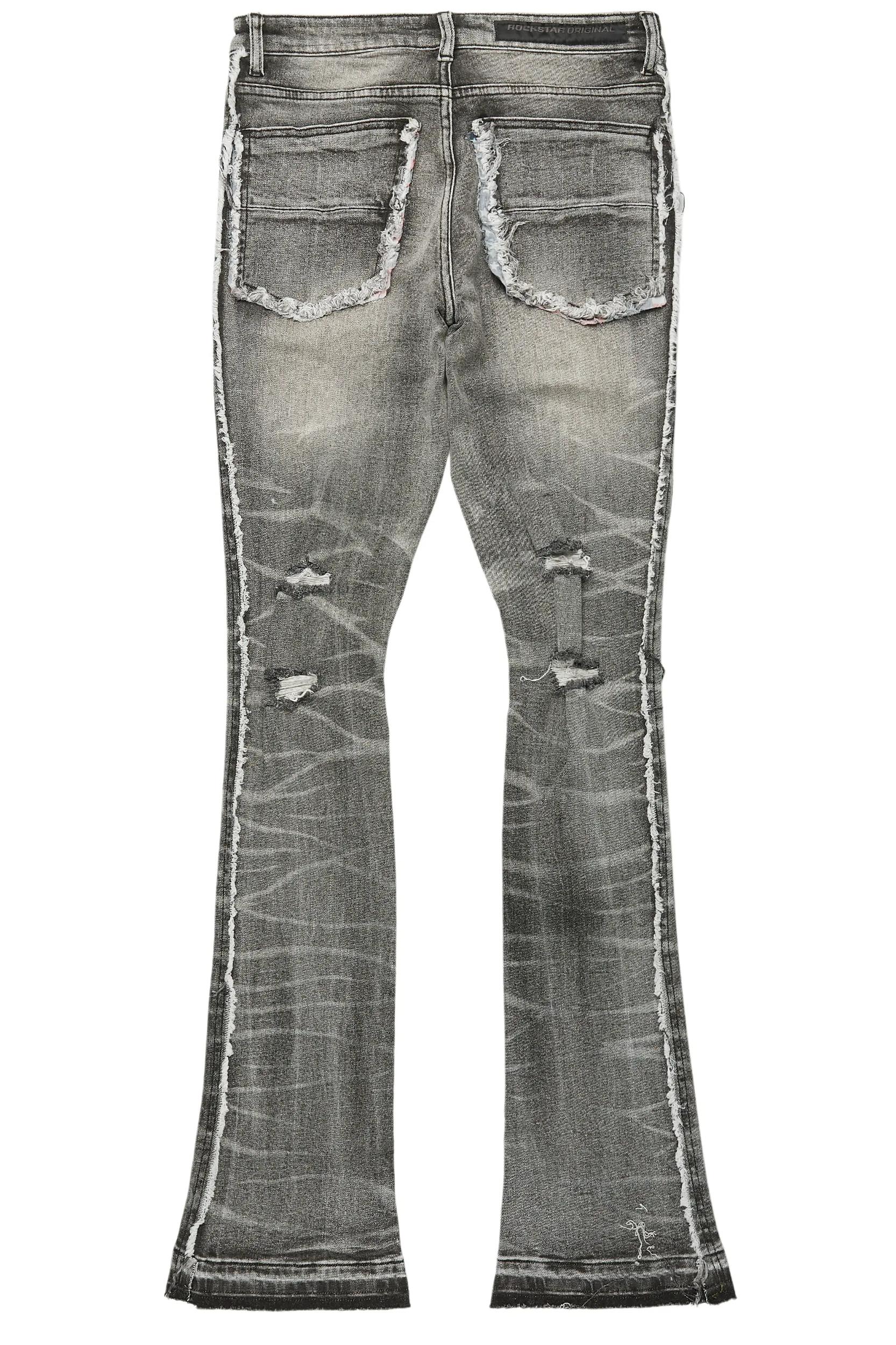Rugged Black Stacked Flare Jean Male Product Image