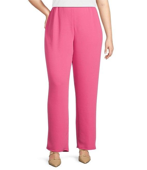 Caroline Rose Plus Size Matte Crepe Pull-On Straight Leg Pants Product Image