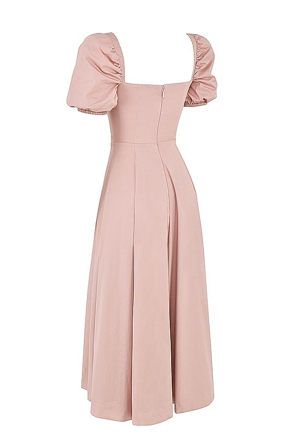 Tallulah  blush puff sleeve midi dress - sale Product Image