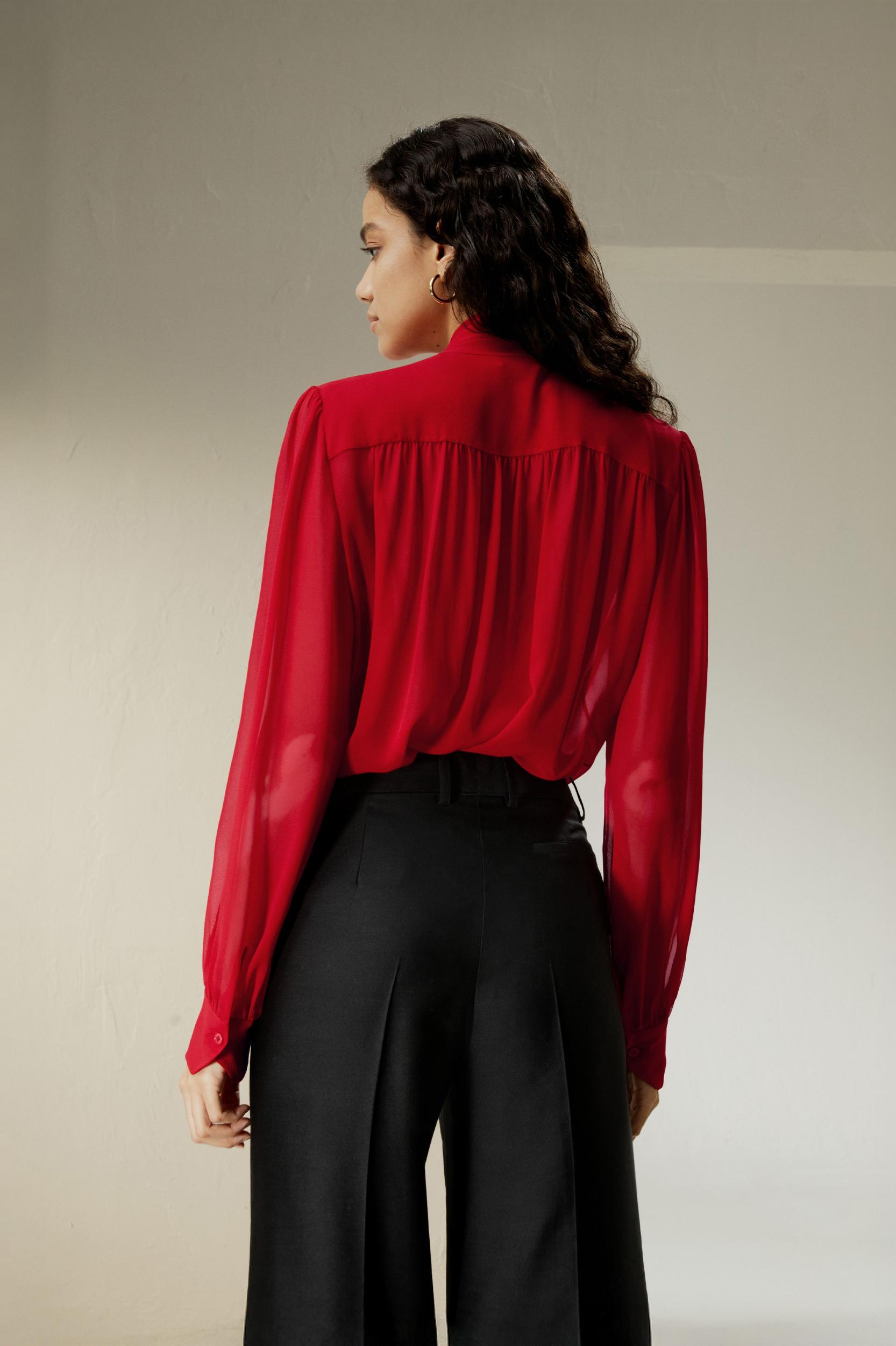 Bow Tie Silk Jasmine Blouse Product Image