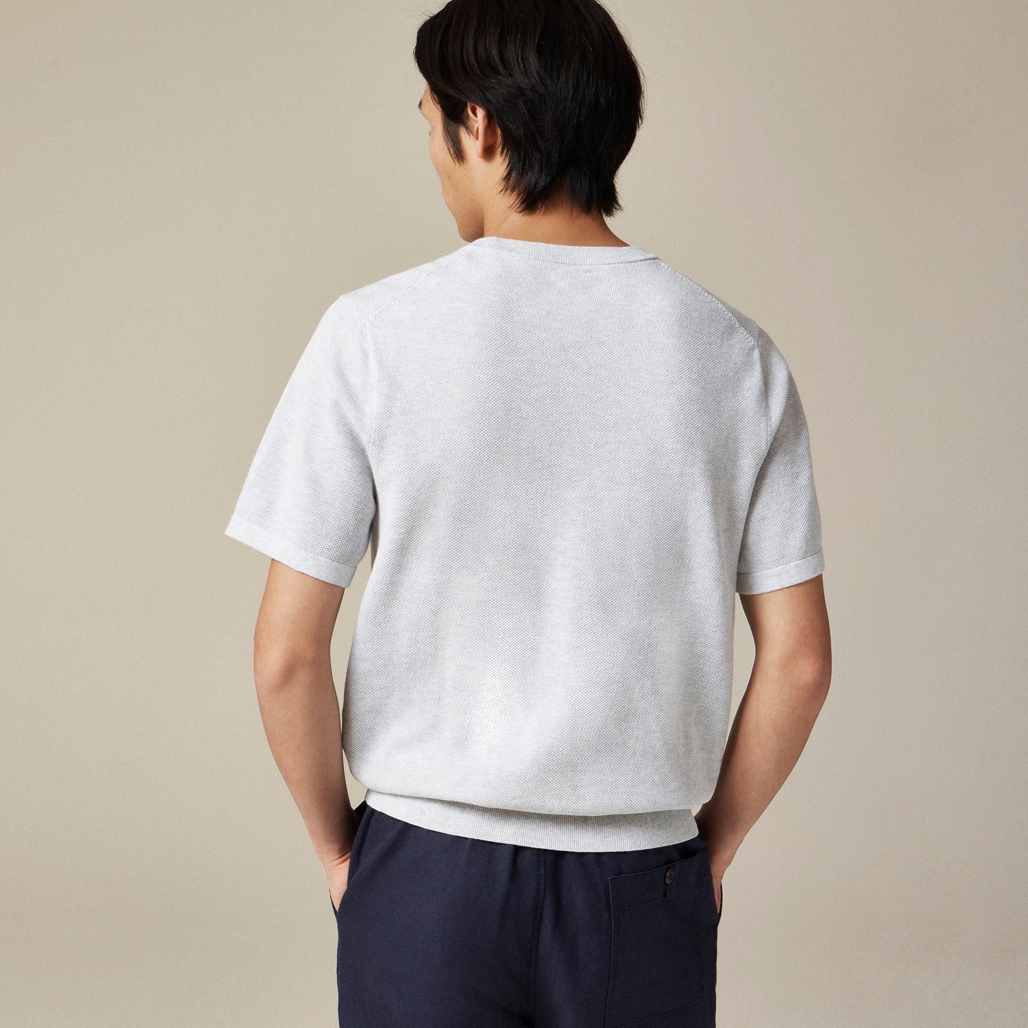Short-sleeve cotton piqué-stitch sweater Product Image