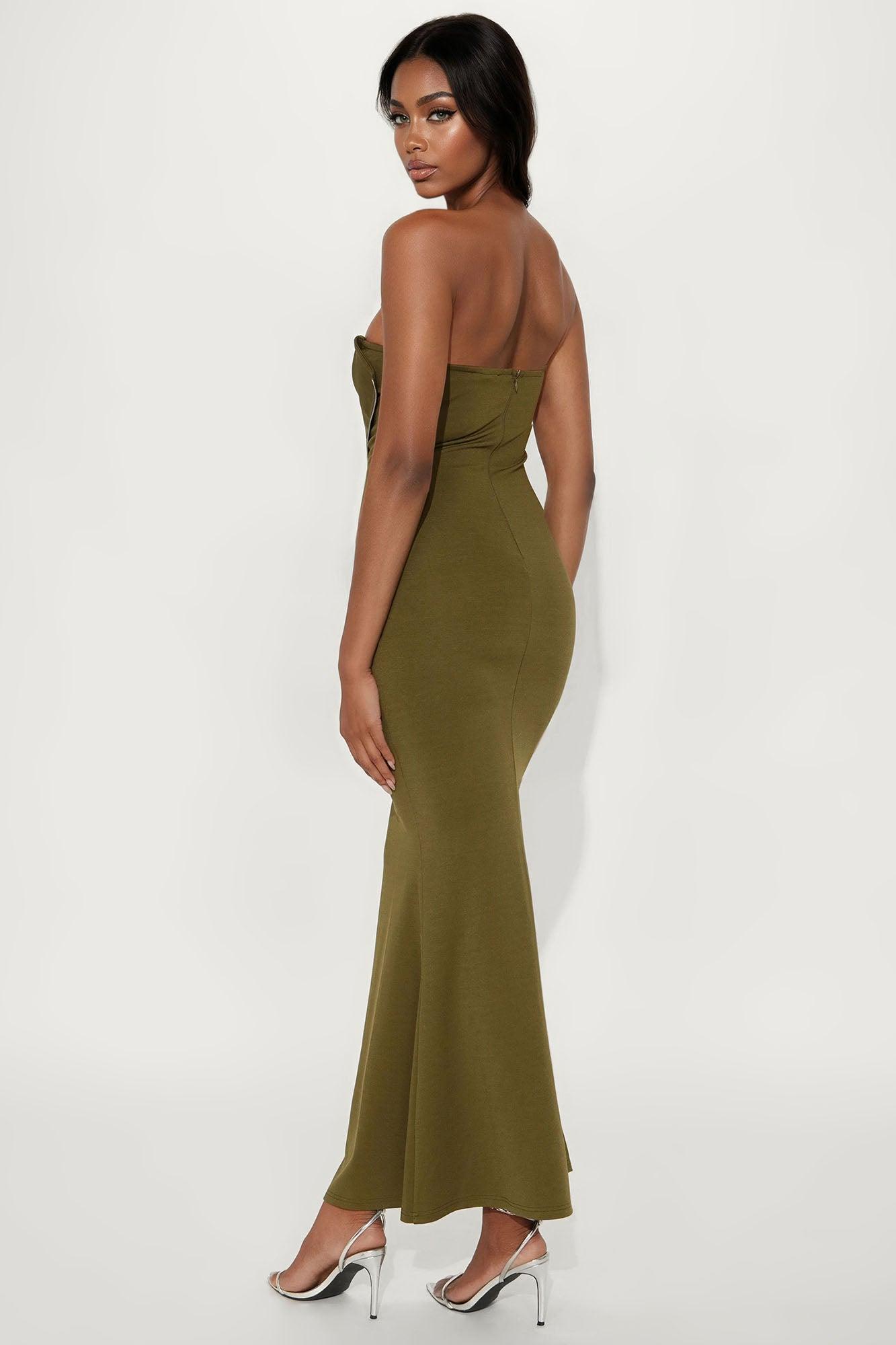 Kiara Lace Up Maxi Dress - Olive Female Product Image