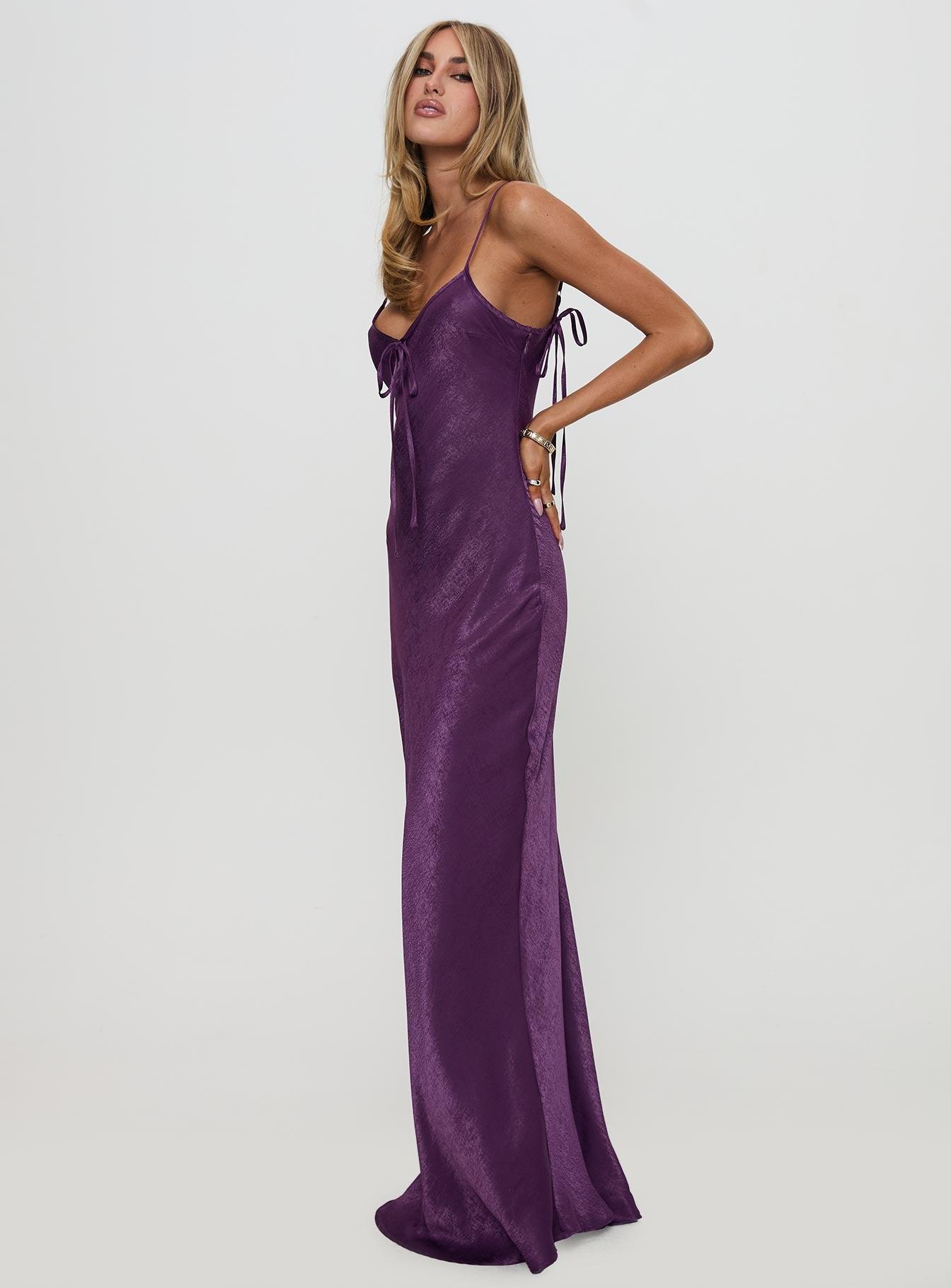 Linger Bias Cut Maxi Dress Purple Product Image