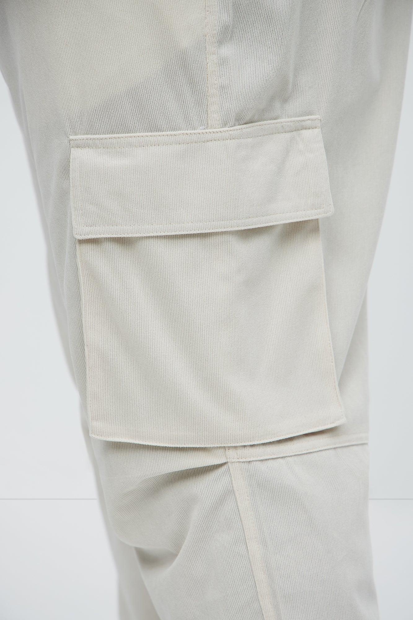 Bedford Corduroy Slim Cargo Pants - Off White Product Image