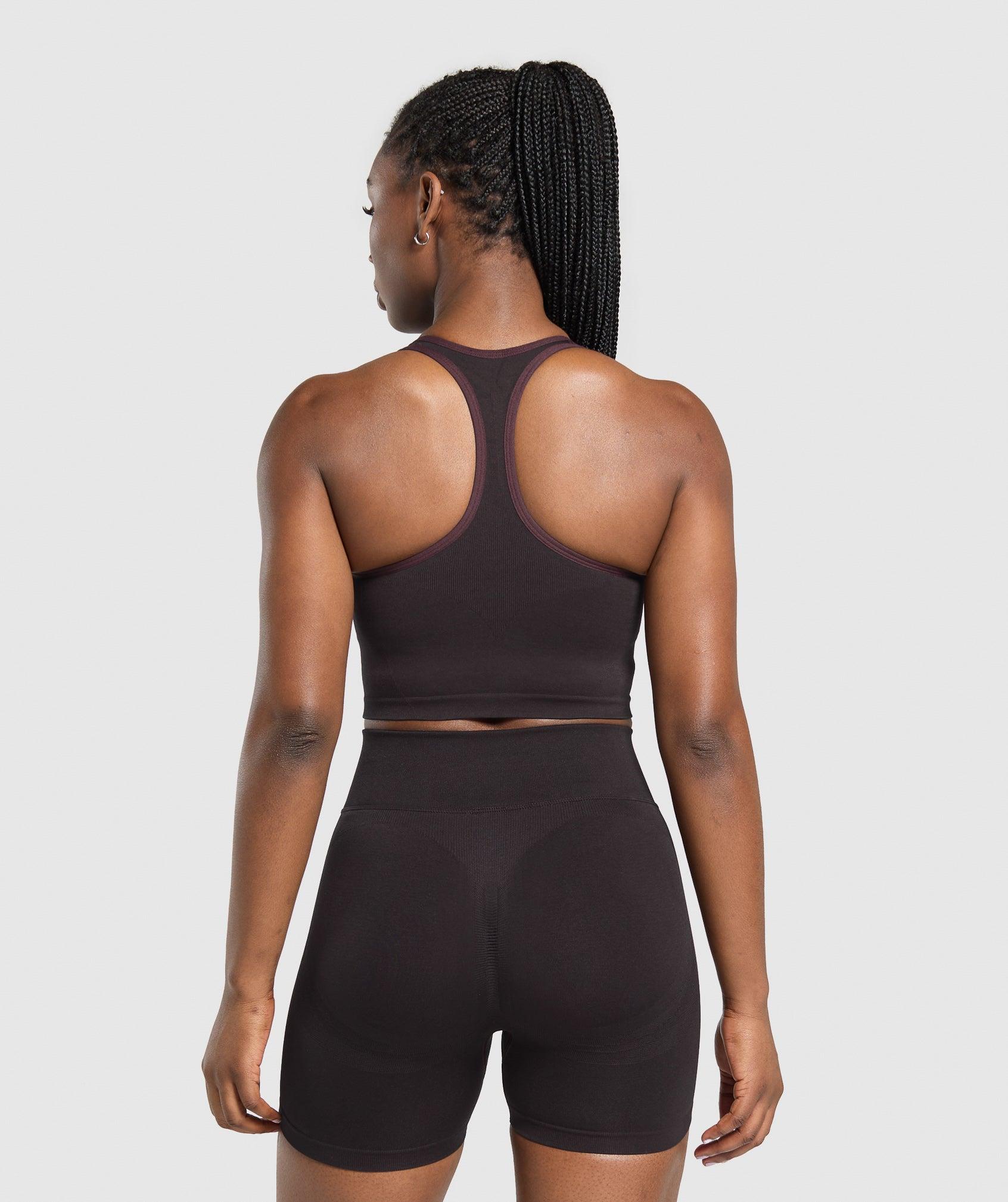 Gymshark Lift Seamless Midi Tank With Shelf - Depth Purple/Black Marl Female Product Image