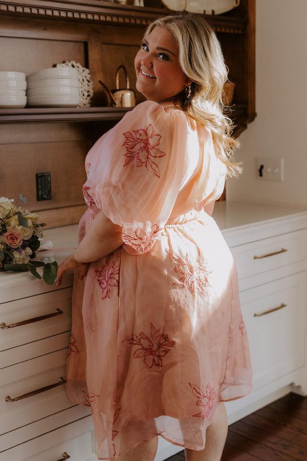 Style A La Mode Embroidered Organza Midi Dress Curves Product Image