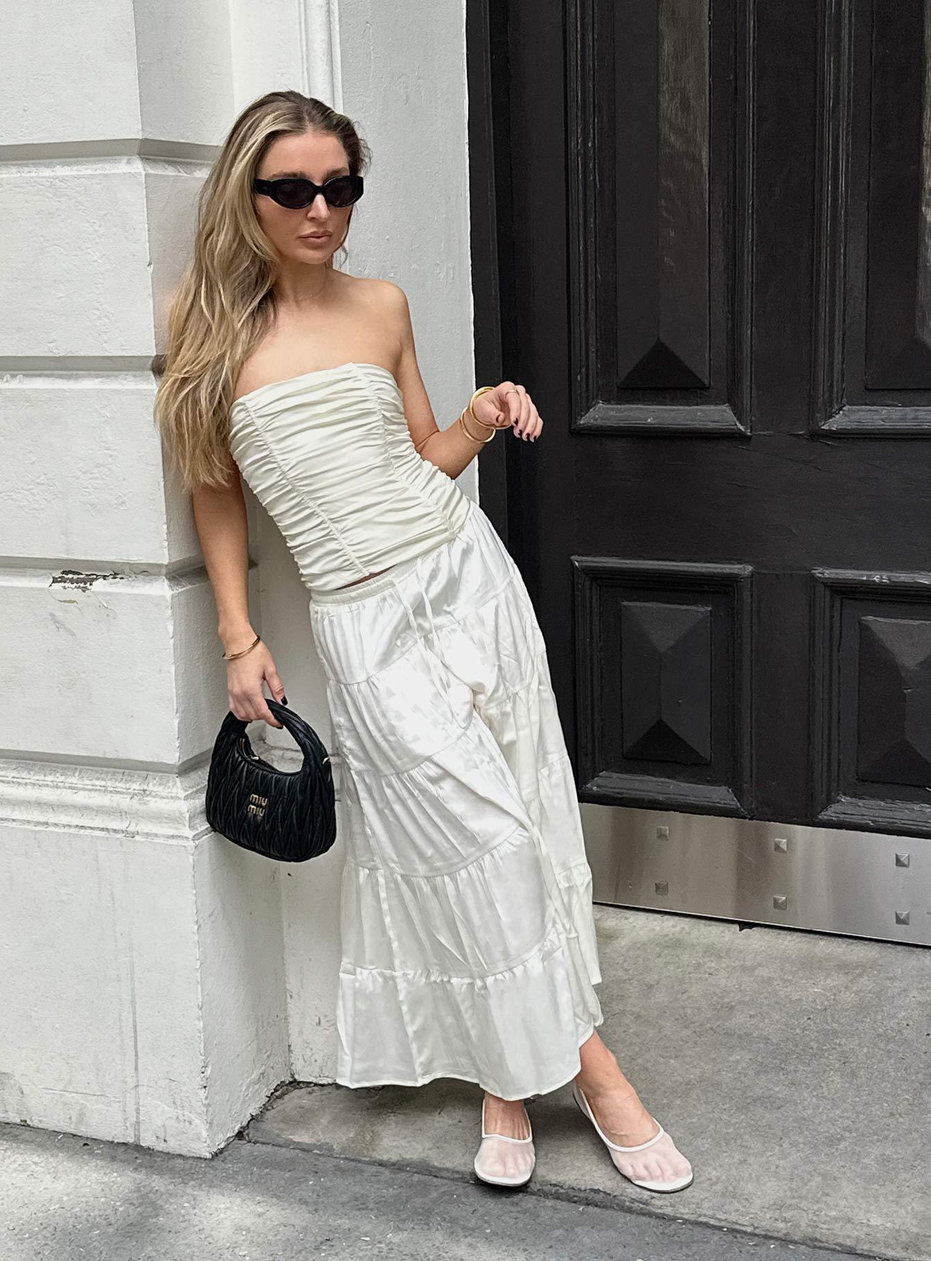 Keira Tiered Maxi Skirt Porcelain Product Image