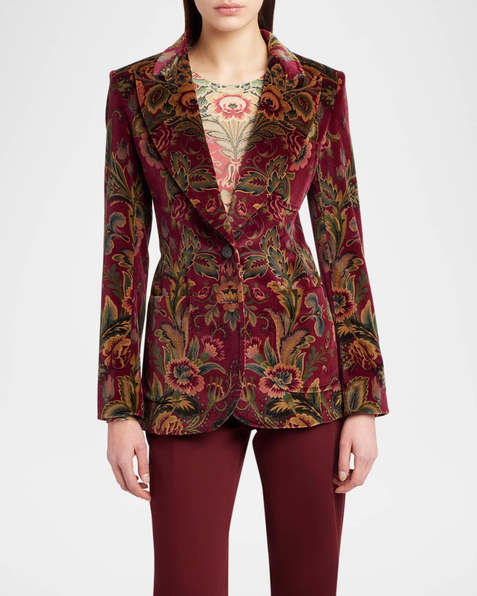 Floral Velvet Single-Breasted Jacket Product Image