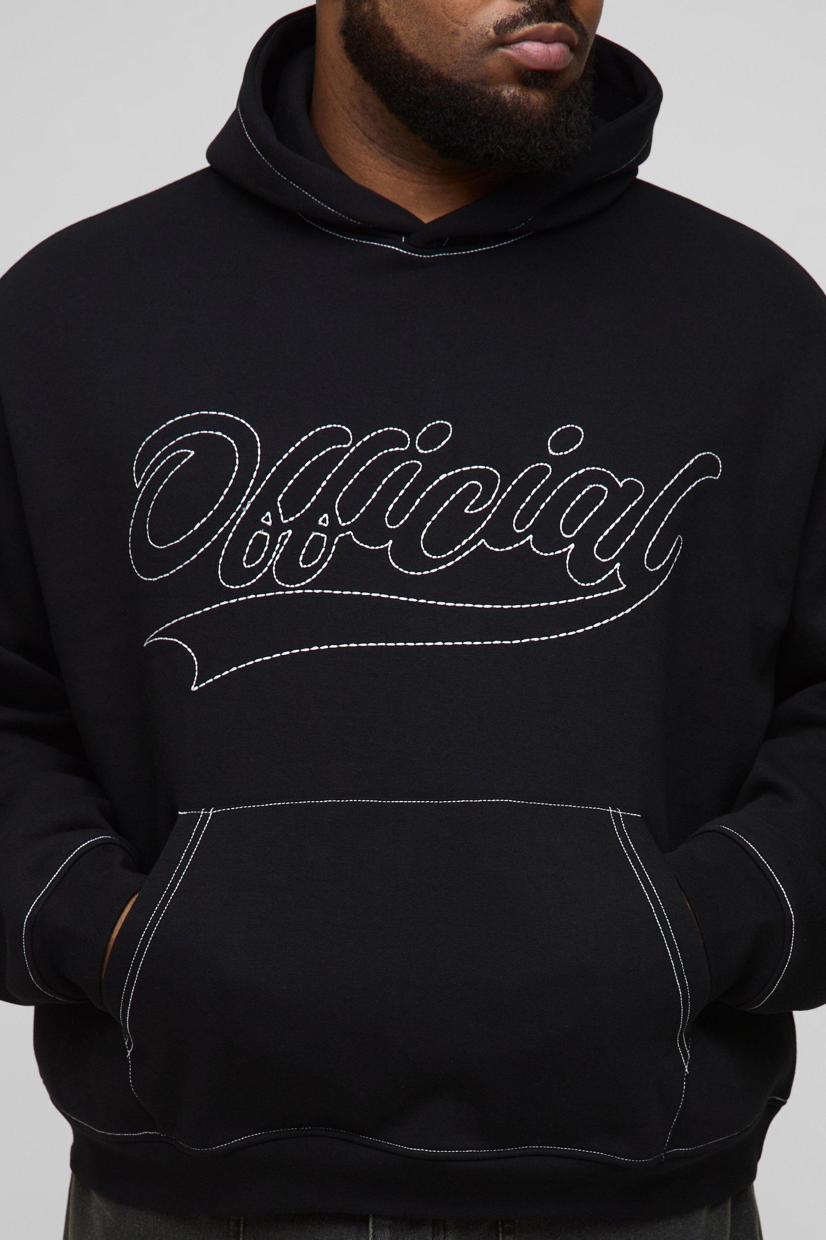 Plus Oversized Boxy Official Contrast Stitch Hoodie | boohooMAN USA Product Image