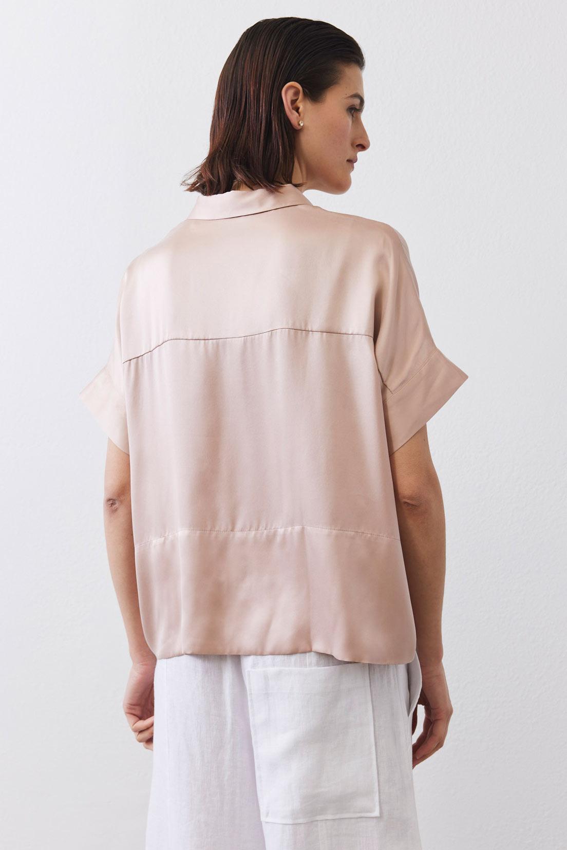 Boxy Washable Silk Cropped Blouse Product Image