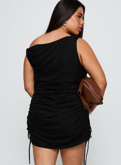 Bella Luna Ruched Mini Dress Black Curve Product Image