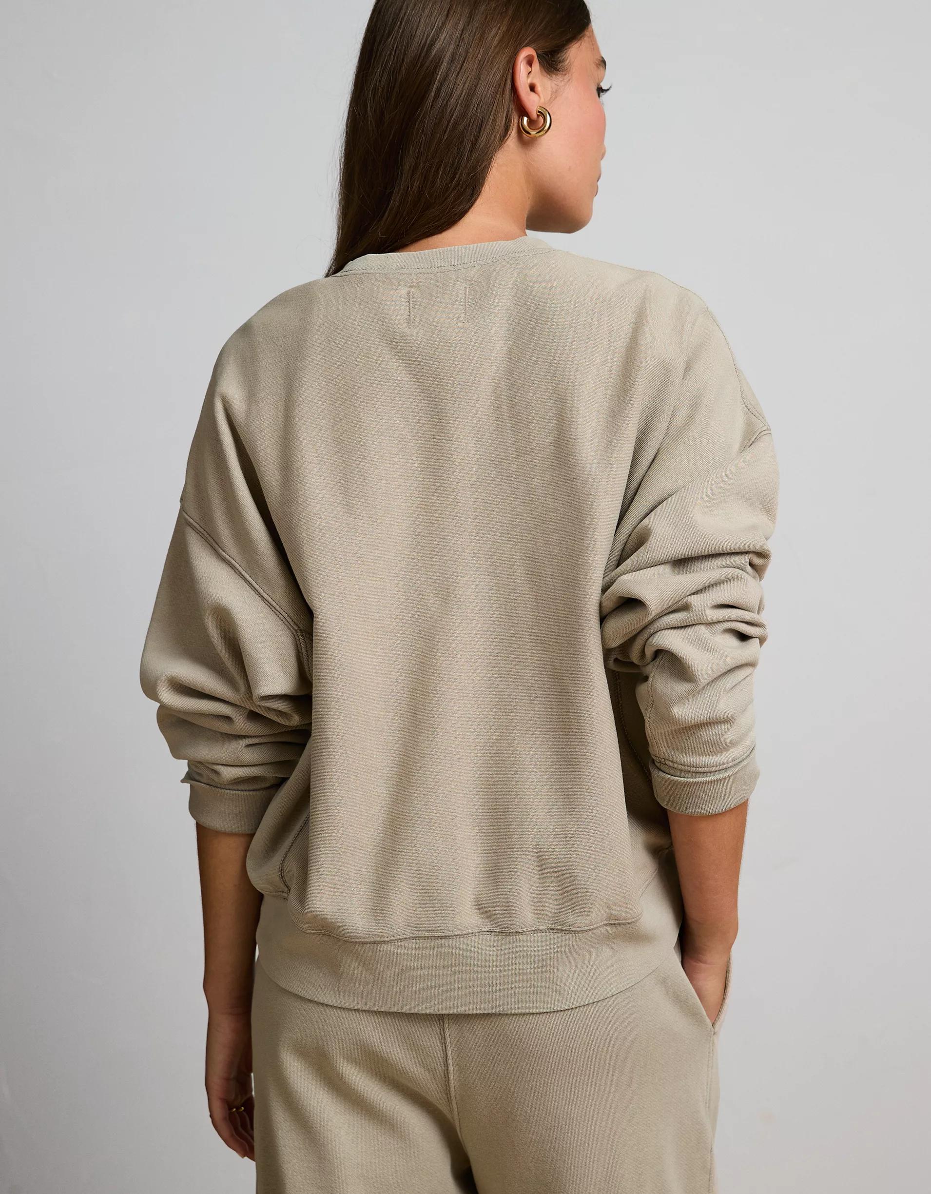 AE77 Premium Fleece Cropped Crew Neck Sweatshirt Product Image