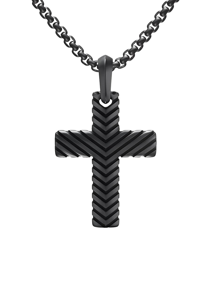 Mens Chevron Cross Pendant Titanium, 36MM Product Image