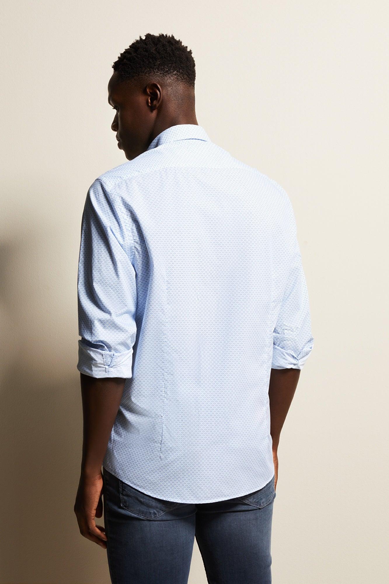 Bugatti Easy Care Long Sleeve Blue Shirt Product Image