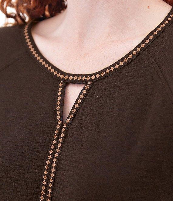 Aventura Rafferty Embroidered V-Notch Long Sleeve Top Product Image