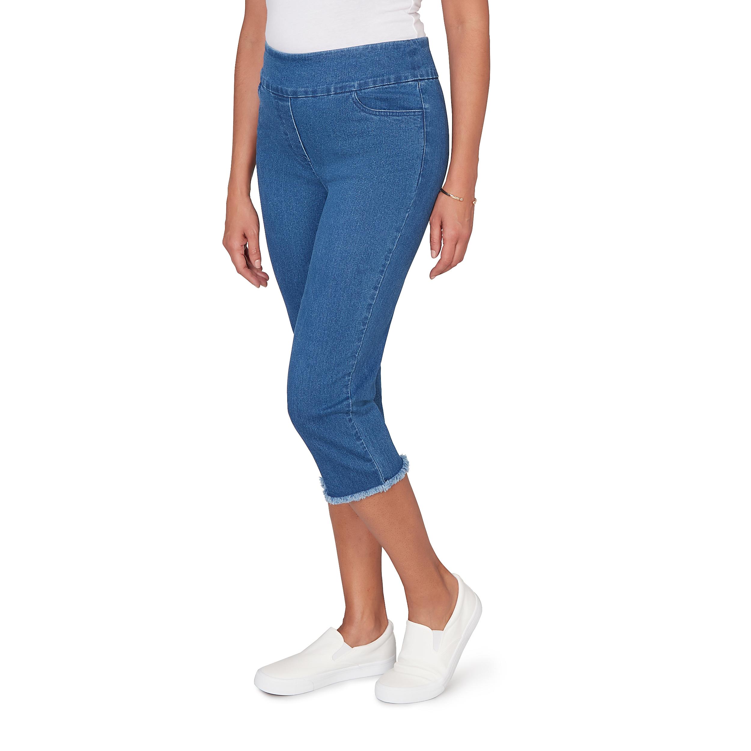 Alfred Dunner Super Stretch Denim Fringe Capri Pant- Petite Product Image
