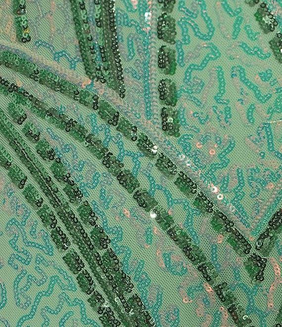 Midnight Doll Patterned Sequin Mesh Long Dress Product Image