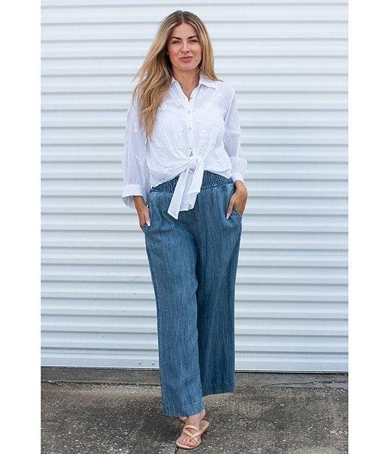Karyn Seo Smocked Waist Wide Leg Pants Product Image