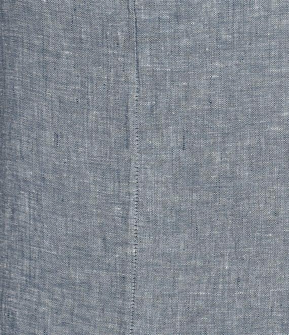 Bryn Walker Plus Lana Cross-Dyed Linen V-Neck 3/4 Sleeve Ruffle Hem Dress Product Image