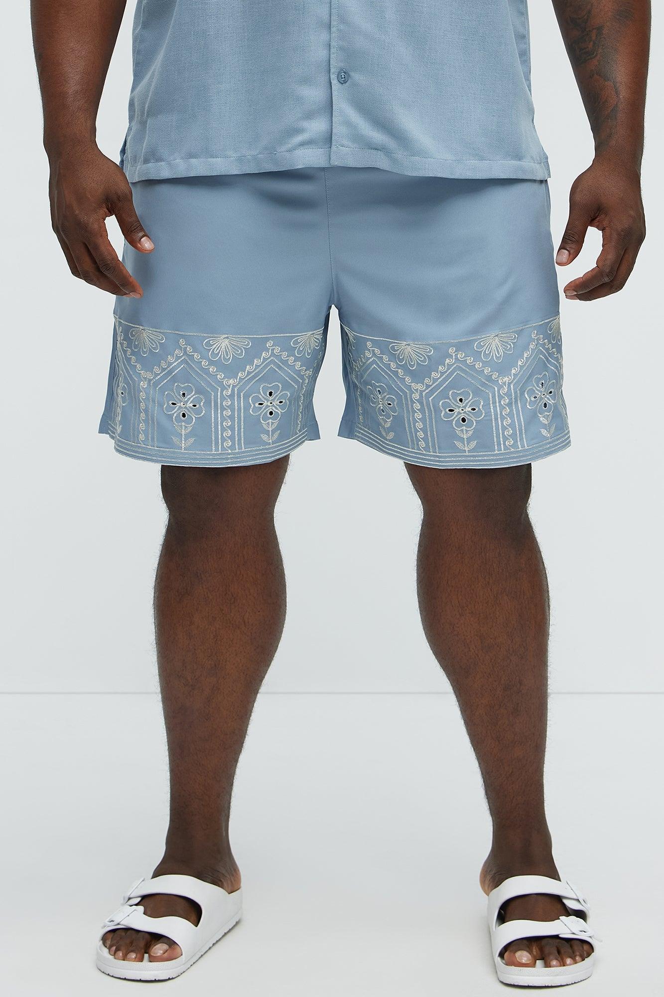 Embroidered Floral Swim Classic Trunk - Blue/combo Male Product Image