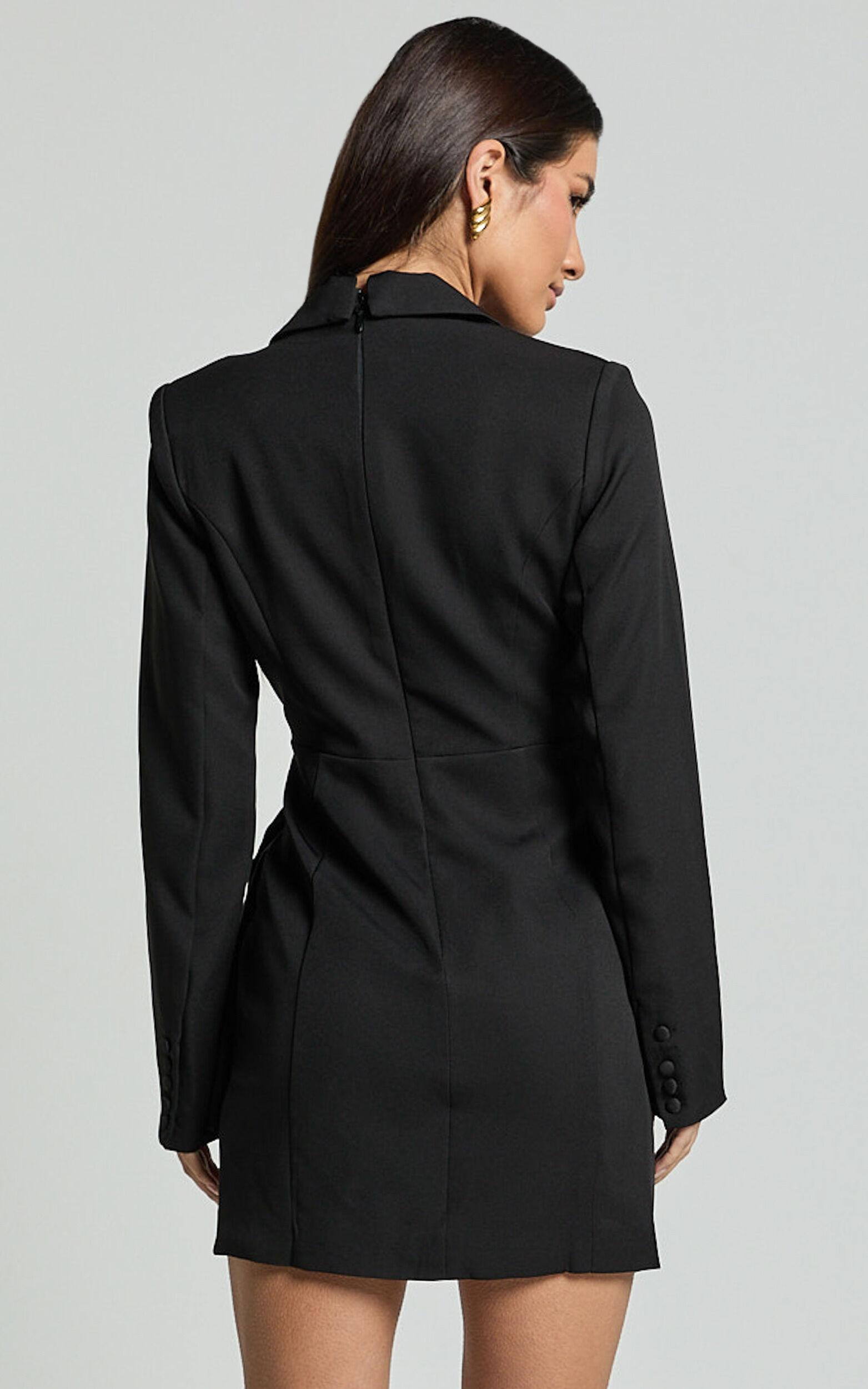 Noni Mini Dress - Blazer Wrap Dress in Black Product Image