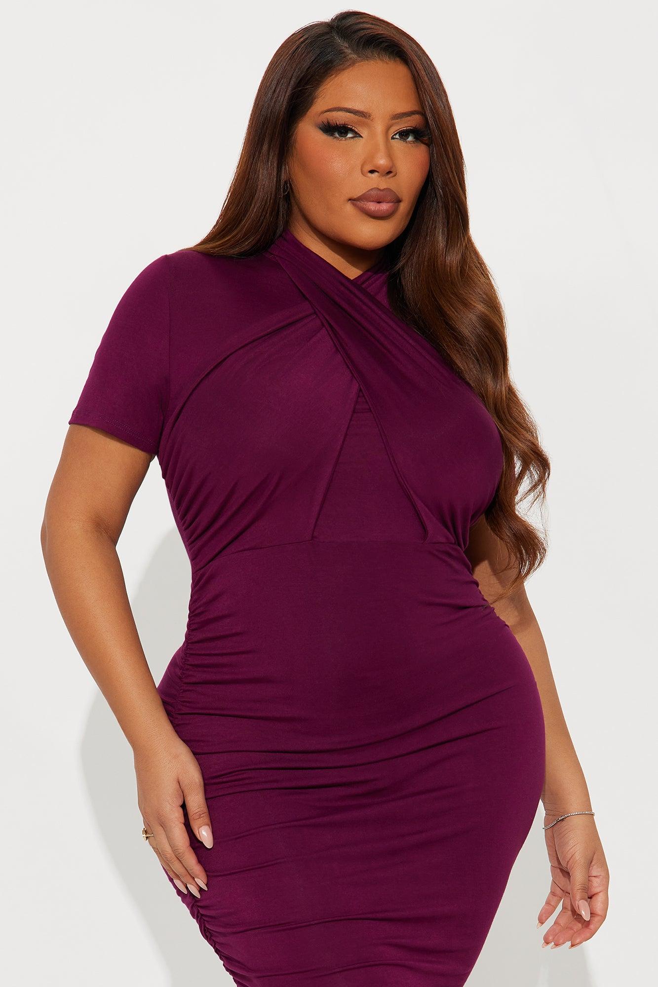 She Said Draped Midi Dress - Burgundy Female Product Image
