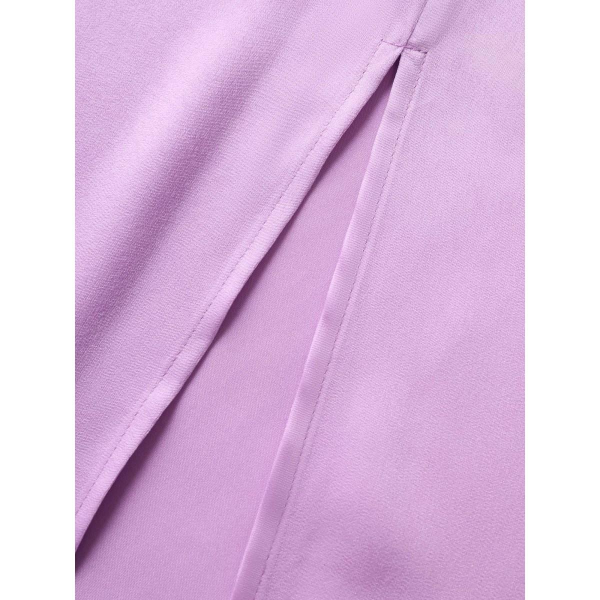 Plus Size Plain Cold Shoulder Split Front Pocket Dress Lilac Women Elegant V-neck Sleeveless Curvy BloomChic 22-24/3X Product Image