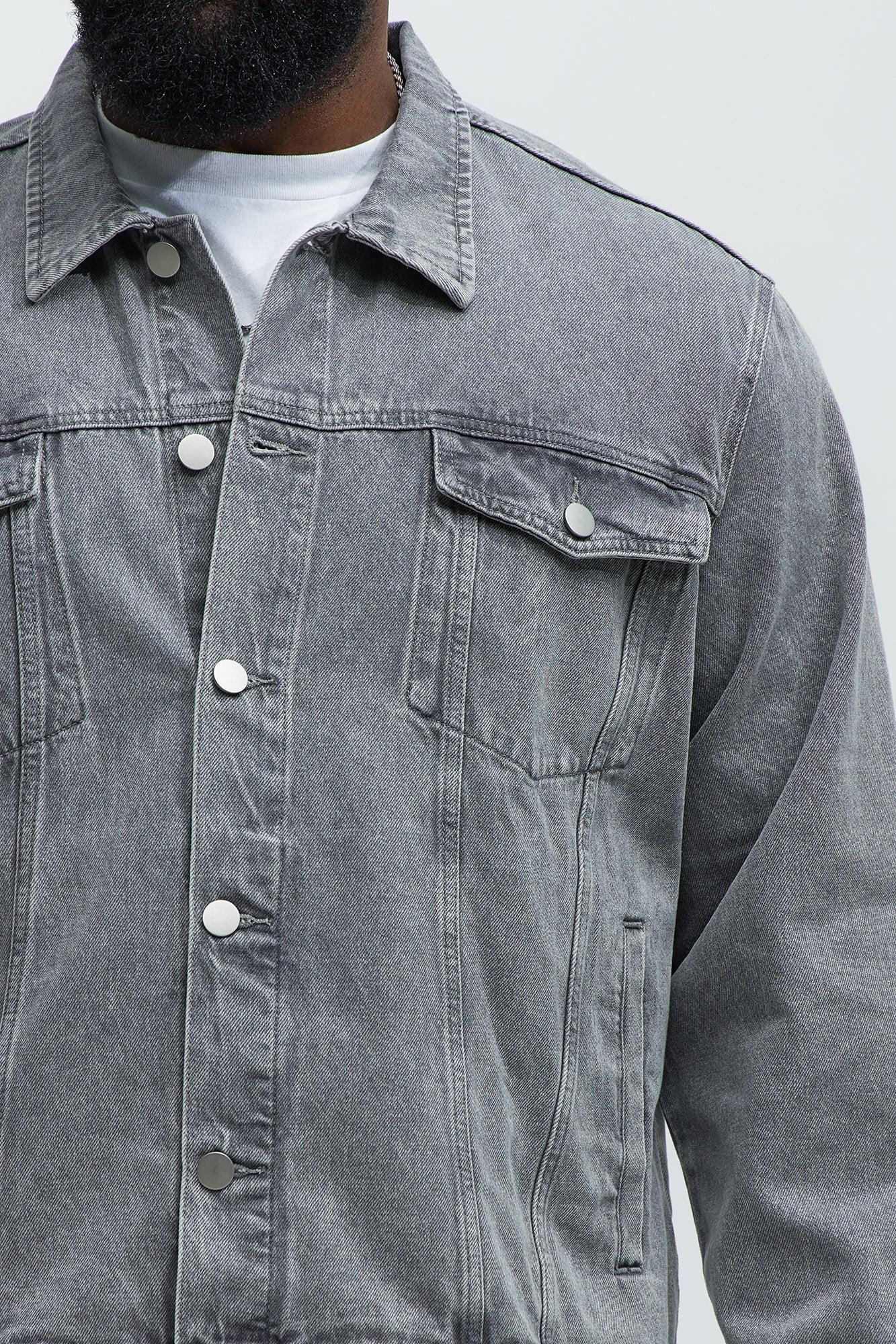 Classic Denim Trucker Jacket - Grey Product Image